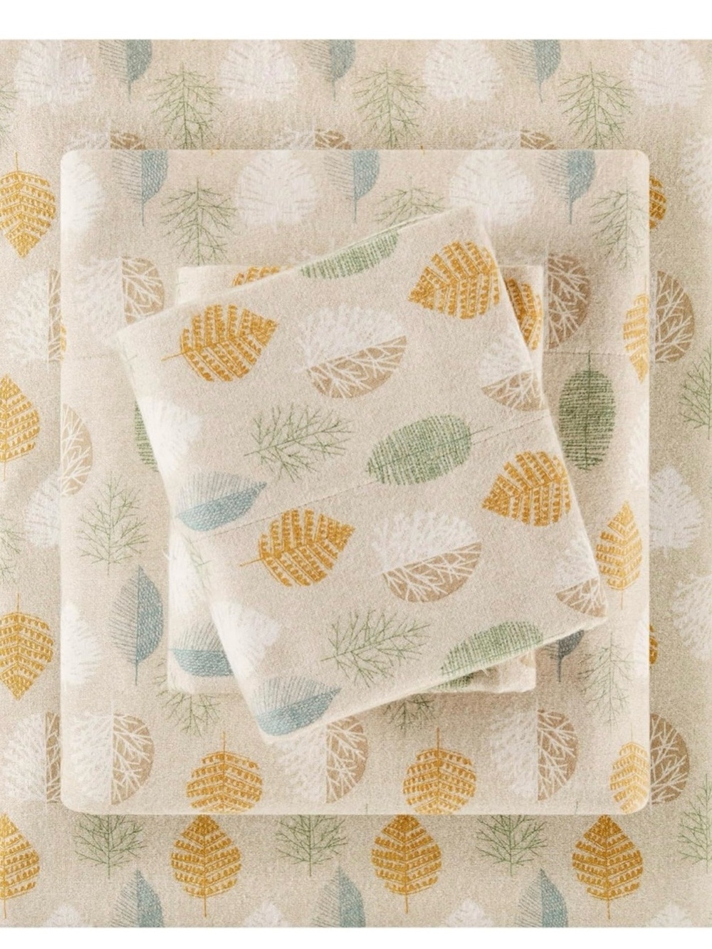 Cozy Leaf Print Cotton Flannel Sheet Set twin XL